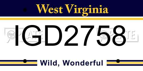 IGD2758 West Virginia License Plate