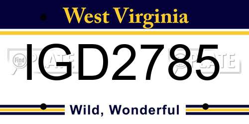 IGD2785 West Virginia License Plate