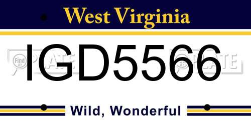 IGD5566 West Virginia License Plate