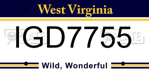 IGD7755 West Virginia License Plate