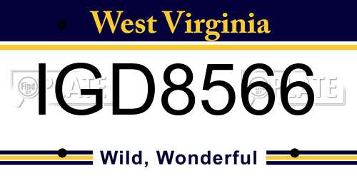 IGD8566 West Virginia License Plate