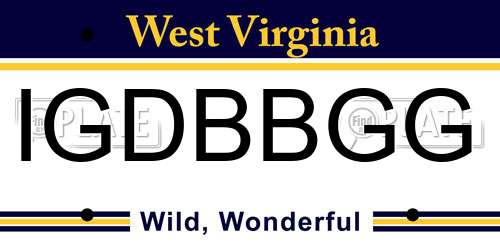 IGDBBGG West Virginia License Plate