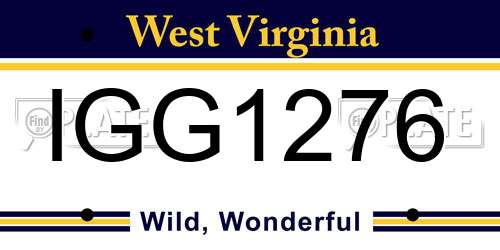 IGG1276 West Virginia License Plate