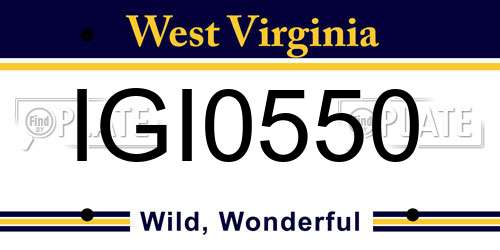 IGI0550 West Virginia License Plate