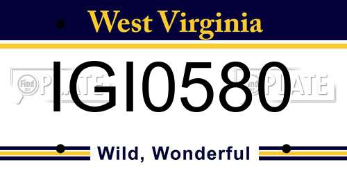 IGI0580 West Virginia License Plate