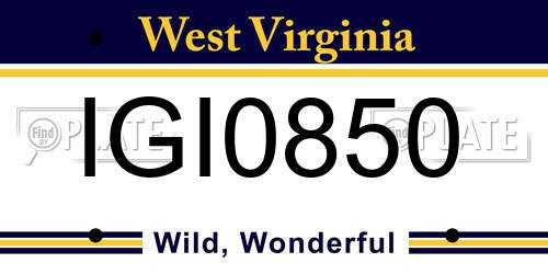 IGI0850 West Virginia License Plate