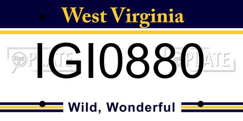 IGI0880 West Virginia License Plate