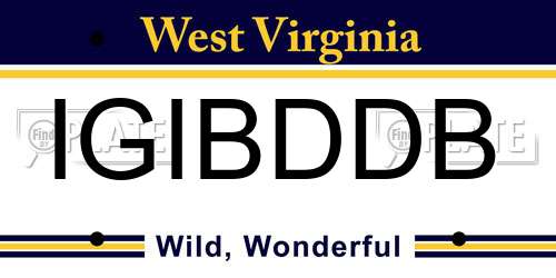 IGIBDDB West Virginia License Plate