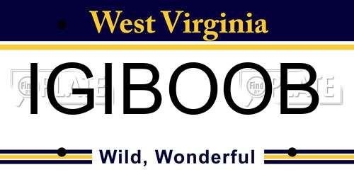 IGIBOOB West Virginia License Plate