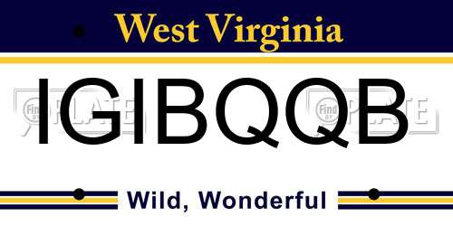 IGIBQQB West Virginia License Plate