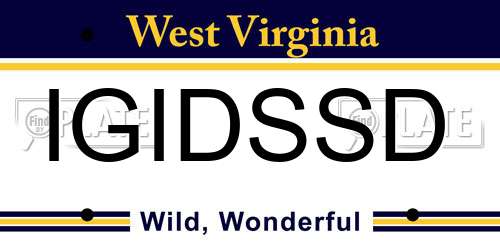 IGIDSSD West Virginia License Plate