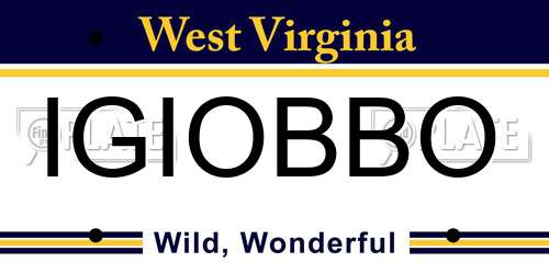 IGIOBBO West Virginia License Plate
