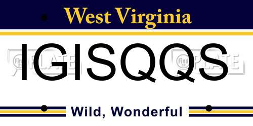 IGISQQS West Virginia License Plate