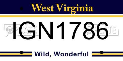 IGN1786 West Virginia License Plate