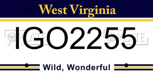 IGO2255 West Virginia License Plate