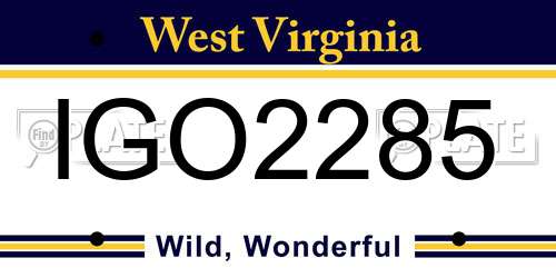 IGO2285 West Virginia License Plate