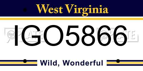 IGO5866 West Virginia License Plate