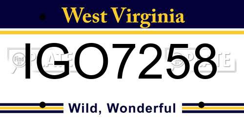 IGO7258 West Virginia License Plate