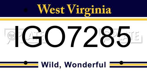 IGO7285 West Virginia License Plate