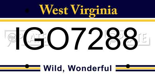 IGO7288 West Virginia License Plate