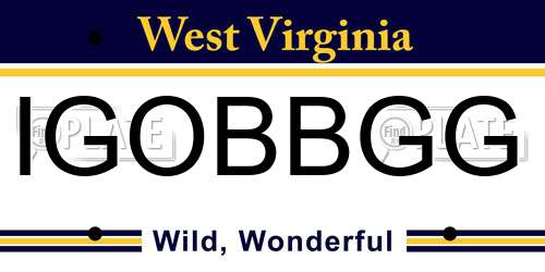 IGOBBGG West Virginia License Plate