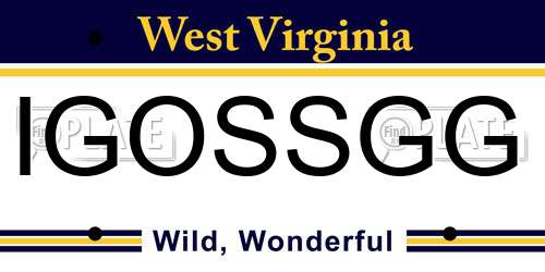 IGOSSGG West Virginia License Plate