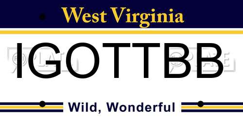 IGOTTBB West Virginia License Plate