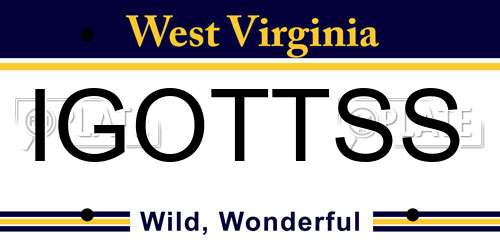 IGOTTSS West Virginia License Plate