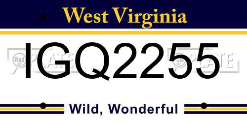 IGQ2255 West Virginia License Plate