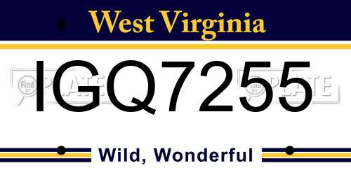 IGQ7255 West Virginia License Plate