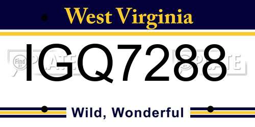 IGQ7288 West Virginia License Plate