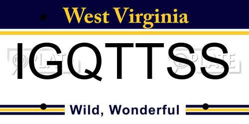 IGQTTSS West Virginia License Plate