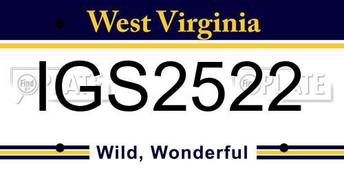 IGS2522 West Virginia License Plate