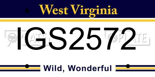 IGS2572 West Virginia License Plate