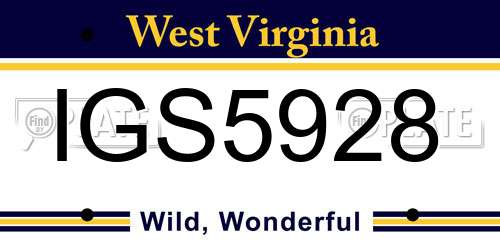 IGS5928 West Virginia License Plate