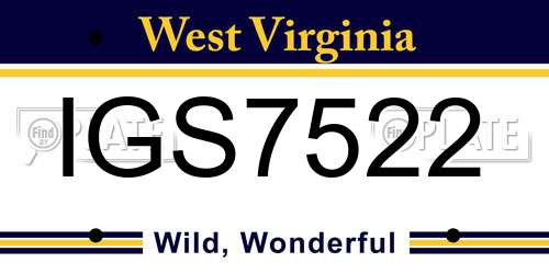 IGS7522 West Virginia License Plate
