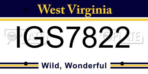 IGS7822 West Virginia License Plate