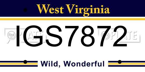 IGS7872 West Virginia License Plate