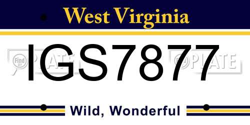 IGS7877 West Virginia License Plate