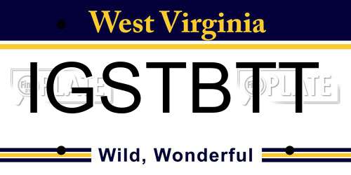 IGSTBTT West Virginia License Plate