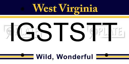 IGSTSTT West Virginia License Plate