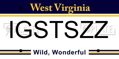 IGSTSZZ West Virginia License Plate