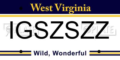 IGSZSZZ West Virginia License Plate