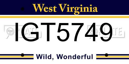 IGT5749 West Virginia License Plate