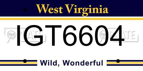 IGT6604 West Virginia License Plate