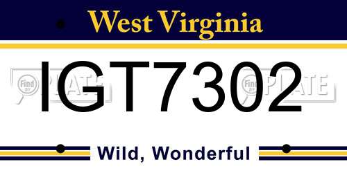 IGT7302 West Virginia License Plate