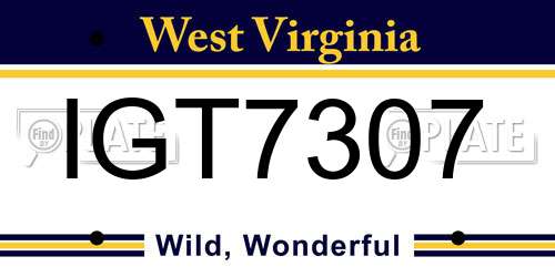IGT7307 West Virginia License Plate