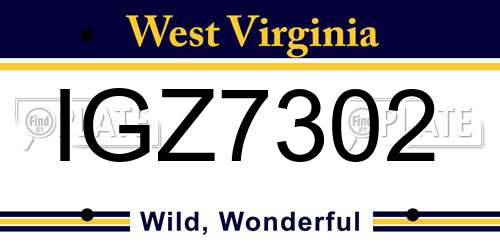 IGZ7302 West Virginia License Plate