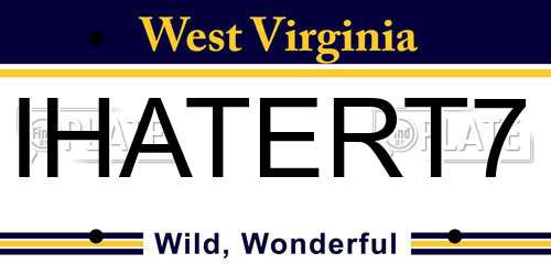 IHATERT7 West Virginia License Plate