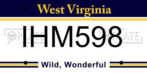 IHM598 West Virginia License Plate